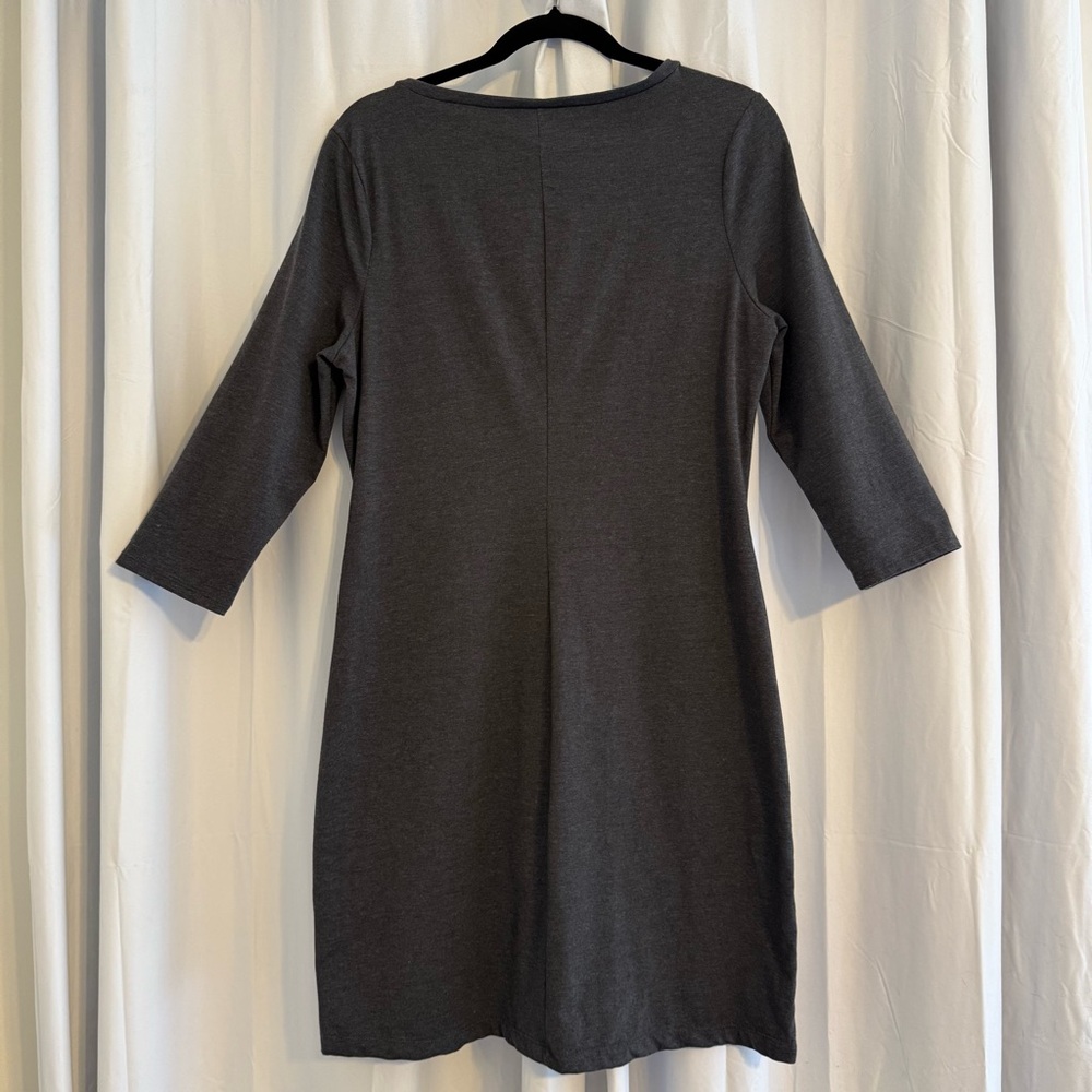 Gray Sequin Front Shift Dress 3/4 Sleeve Party Mini Medium - Picture 3 of 8